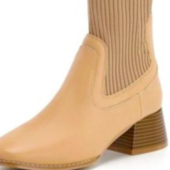 NEW Coutgo Women's Ribbed Knit Square Toe Pull Sz 9 tan - Picture 2 of 3